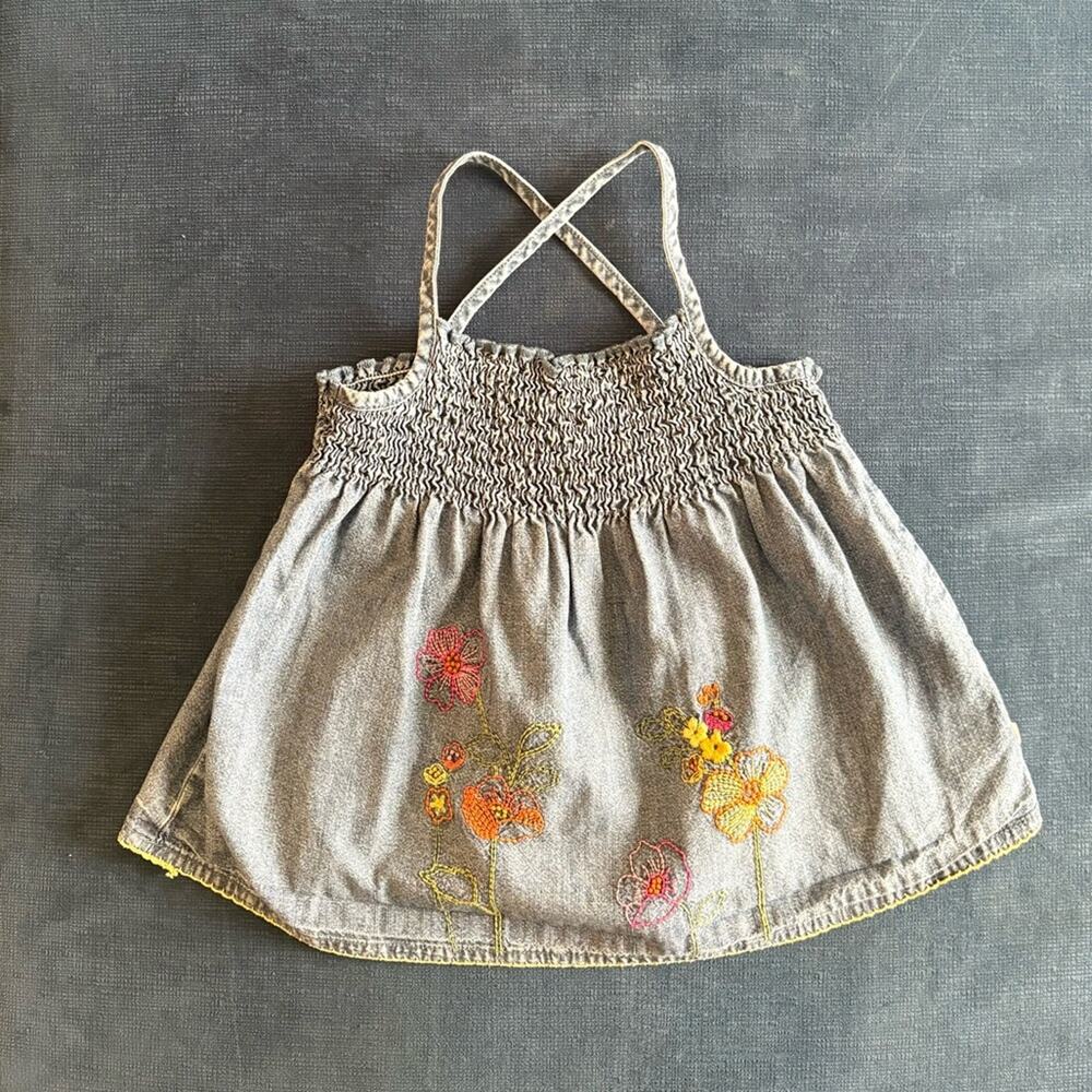 Y2K embroidered and smocked tank top